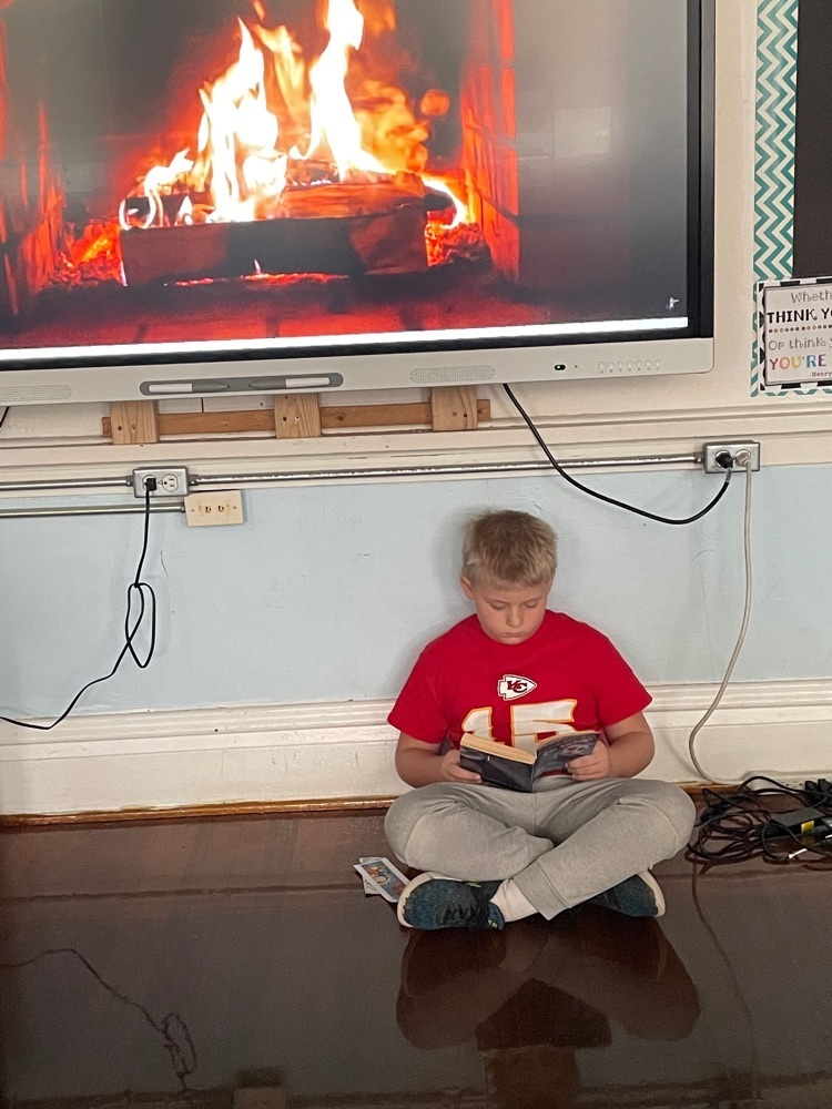 DEAR Day…enjoying the crackling fire on our Smartboard! 